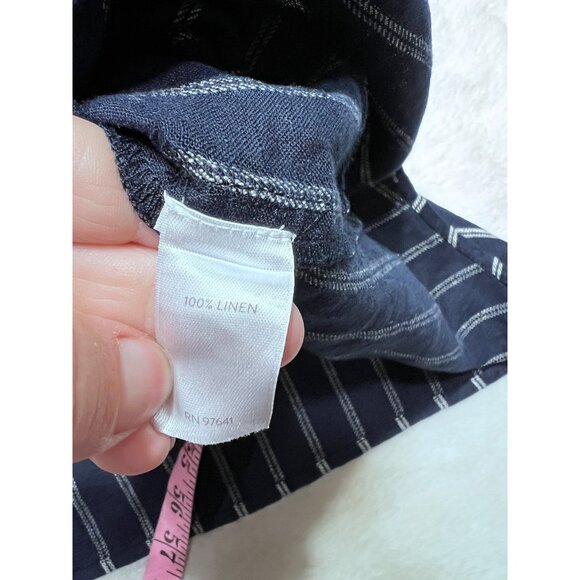 J. Jill Love Linen Navy Striped Short Sleeve Button-Front Tunic Shirt Dress size - Picture 6 of 6